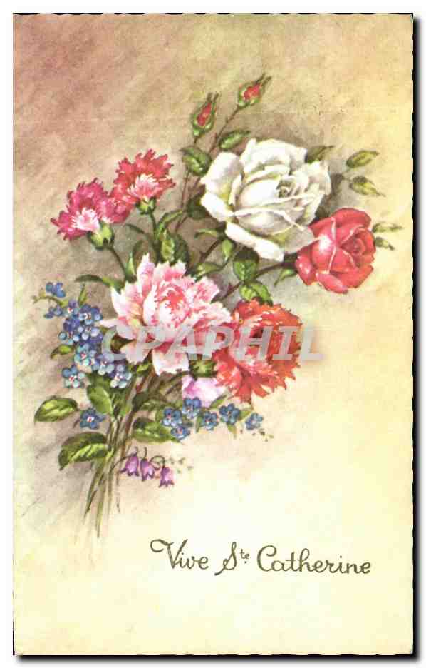 CPA Fantaisie Fleurs vive ste Catherine 