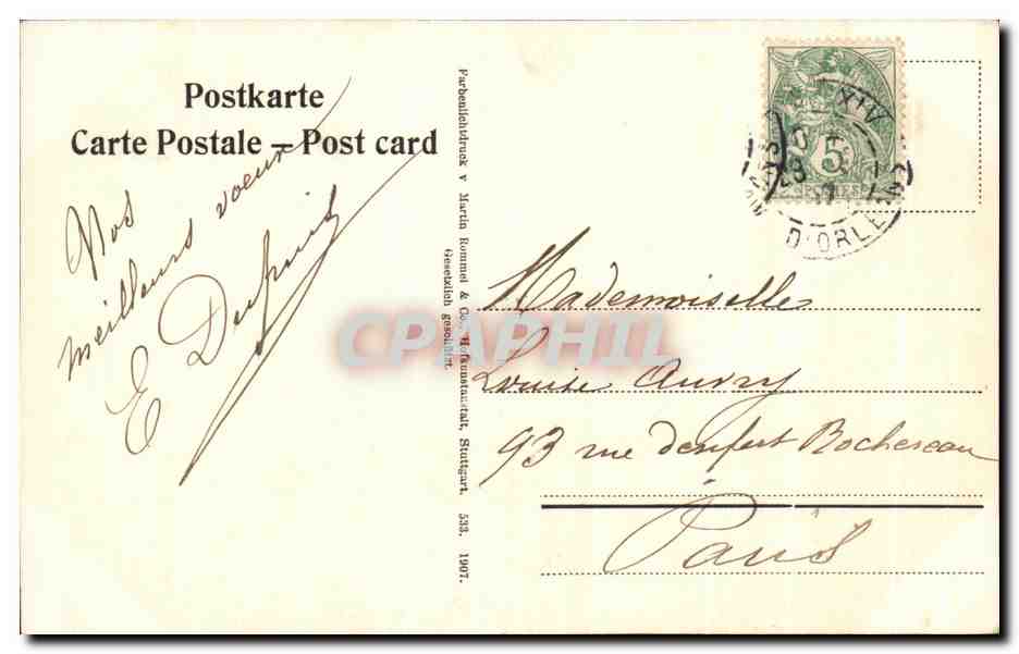CPA Fantaisie Fleurs Rose — Back