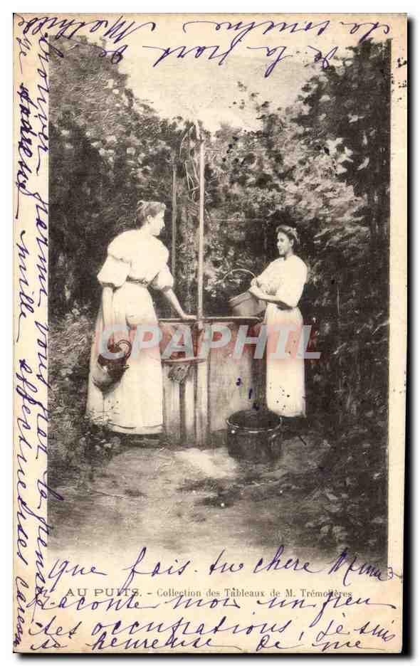 CPA Fantaisie Femme Roses tremieres Tremolieres 