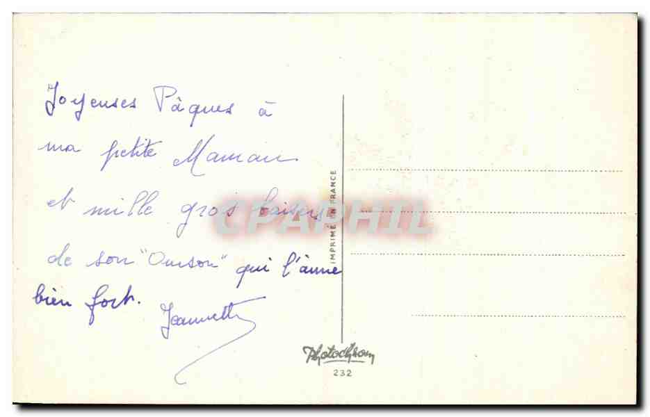 CPA Fantaisie Paques Poussins Cloche  — Rückseite