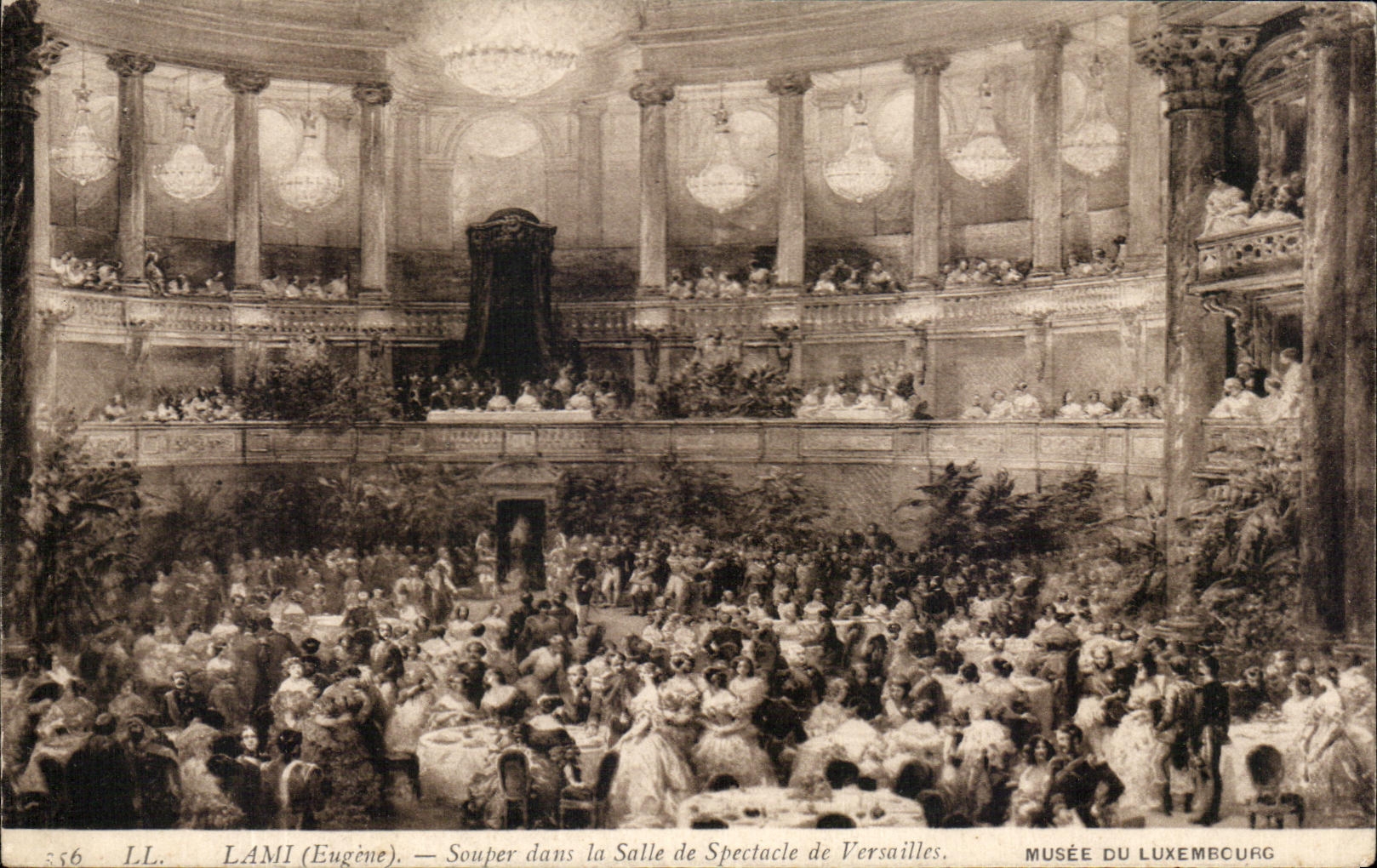 CPA Fantaisie Lami Souper dans la salle de spectacle de Versailles Musee du Luxembourg Paris 