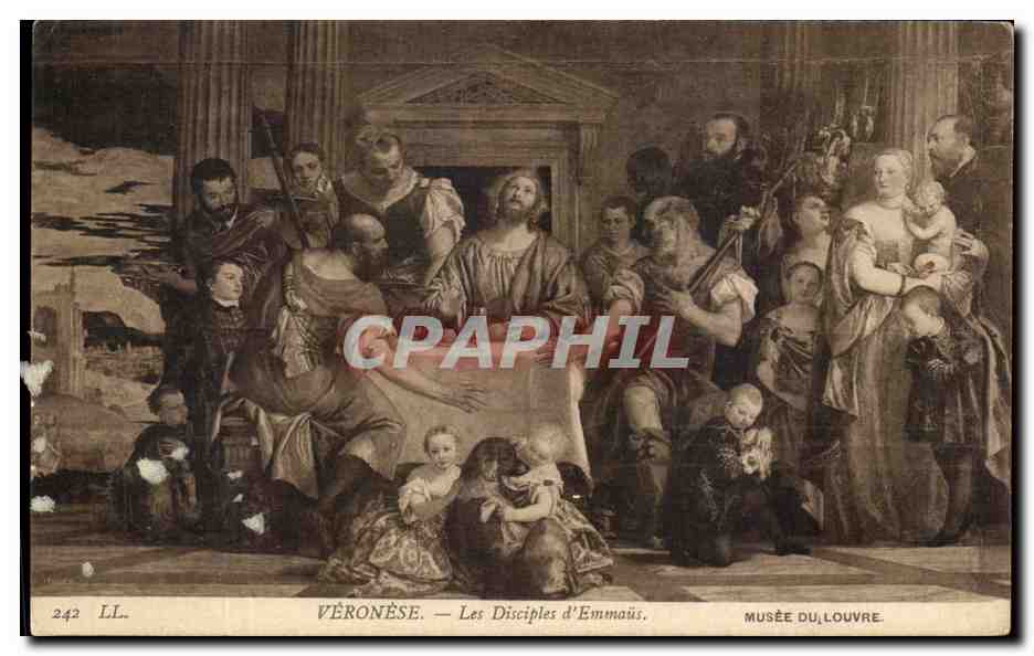 CPA Fantaisie Veronese Les disciples d'Emmaus Musee du Louvre