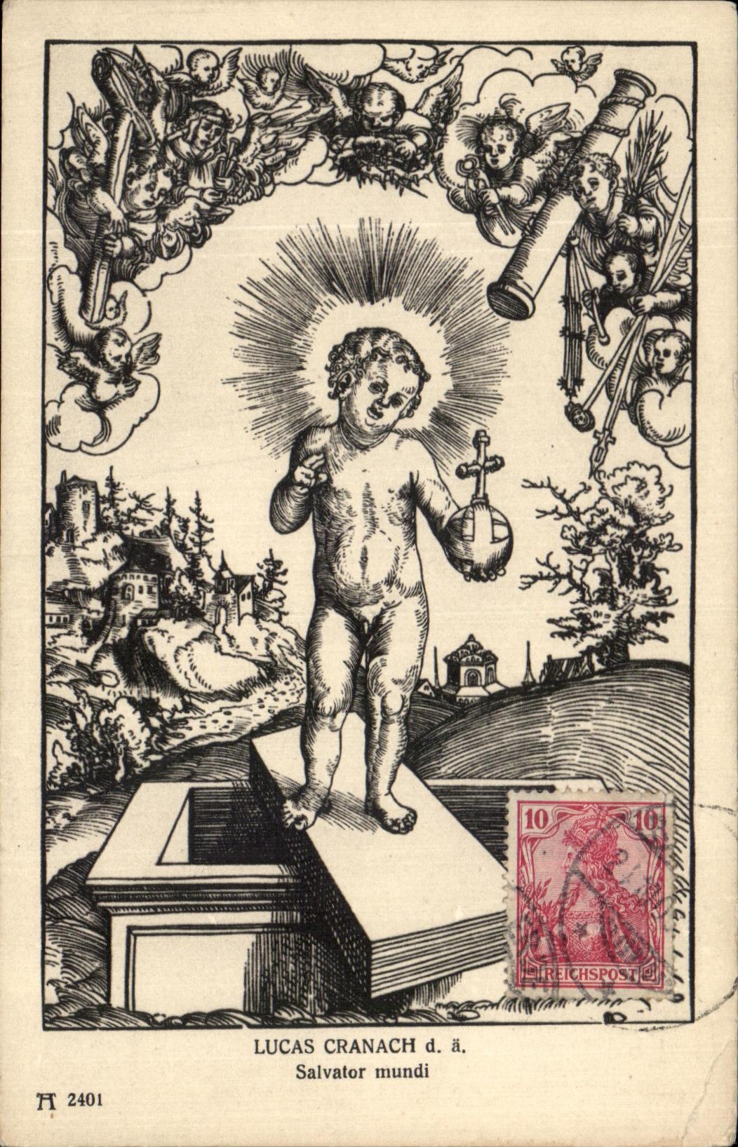 CPA Fantaisie Lucas Cranach Salvator Mundi 