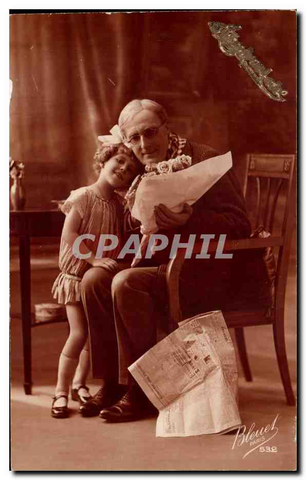 CPA Fantaisie Enfant et grand pere