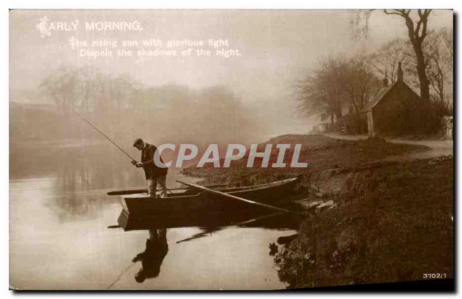 CPA Fantaisie Early morning Pecheur au bord de l'eau