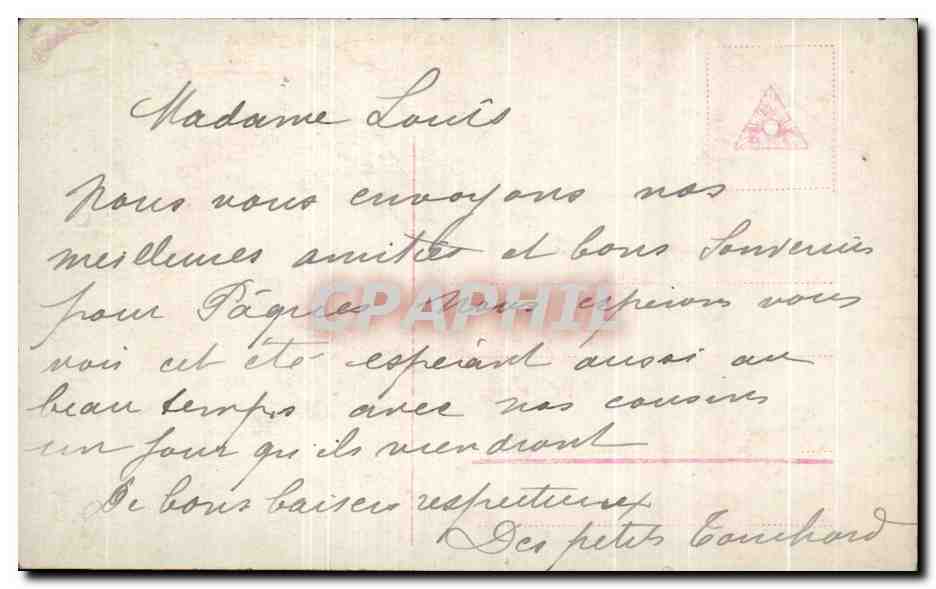 CPA Fantaisie Enfant Oeufs Paques  — Verso