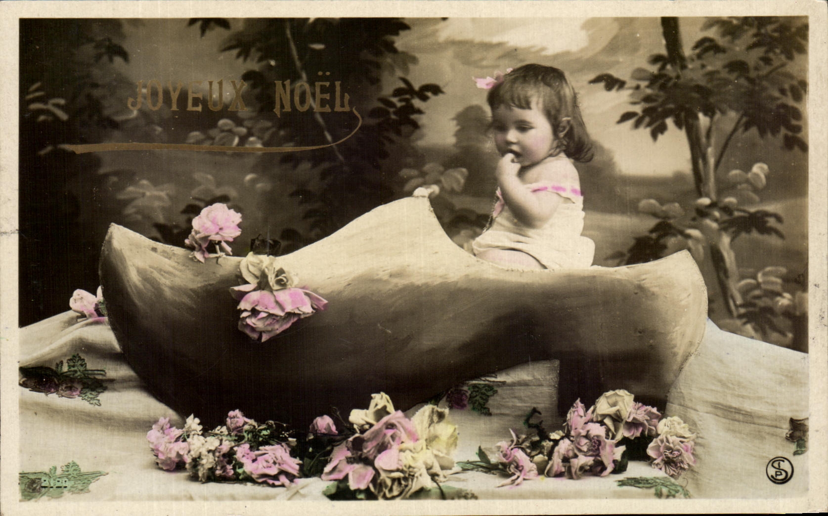 CPA Fantaisie Enfant Bebe Sabot Noel 