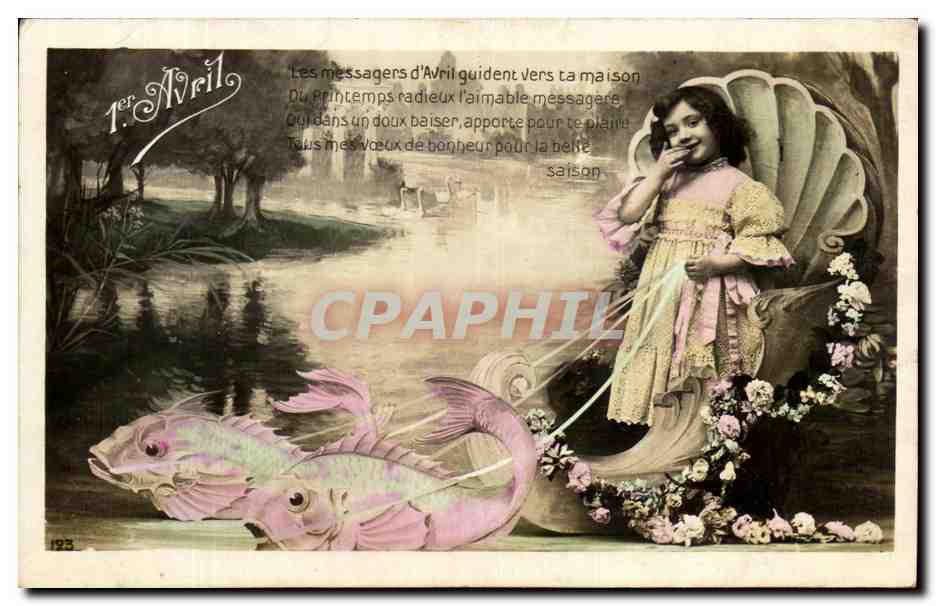 CPA Fantaisie Enfant Poissons 
