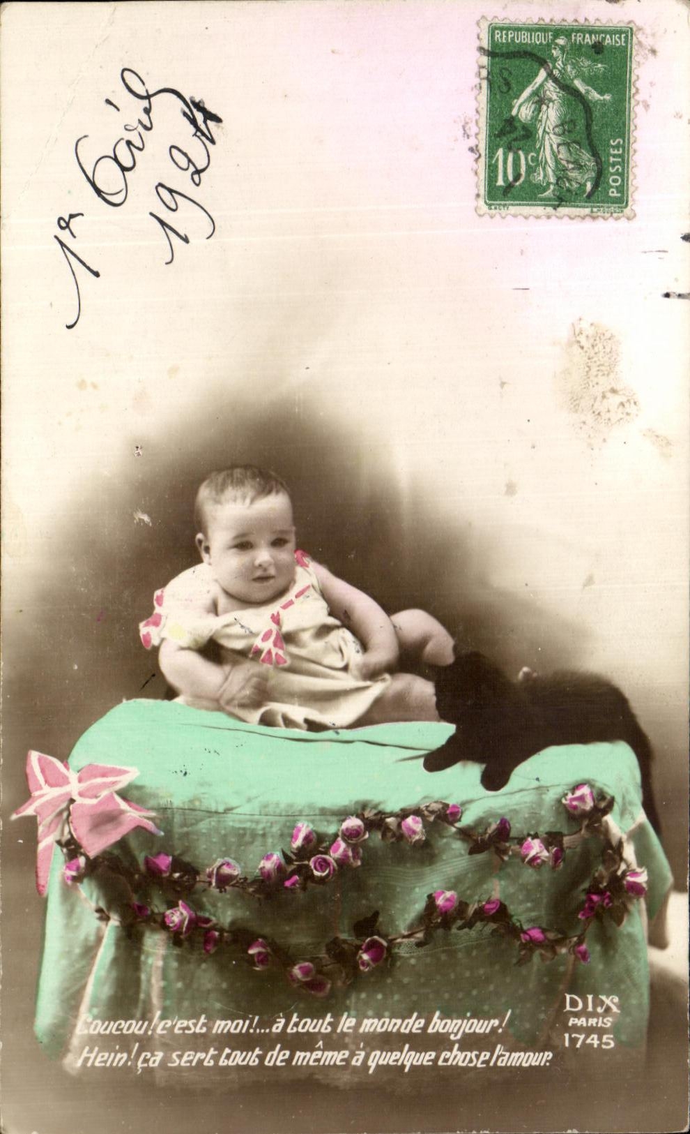 CPA Fantaisie Enfant Bebe Chat 