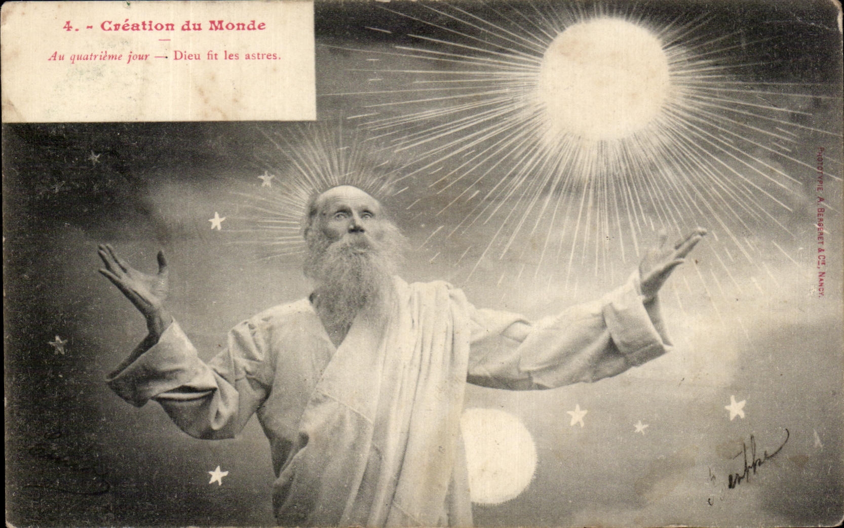 Création du Monde — 4e jour — Dieu fit les astres — Phototype A. Beassart & Cie, Nancy