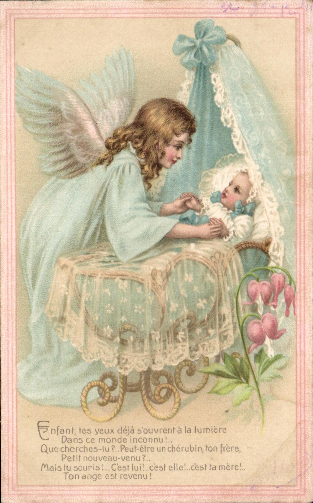 CPA Fantaisie Ange et enfant 