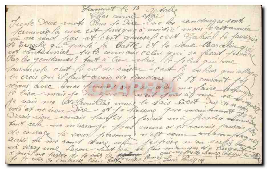 Femme en robe colorée avec colombes — Gage d'affection — éditeur DIX n°17 — Rückseite