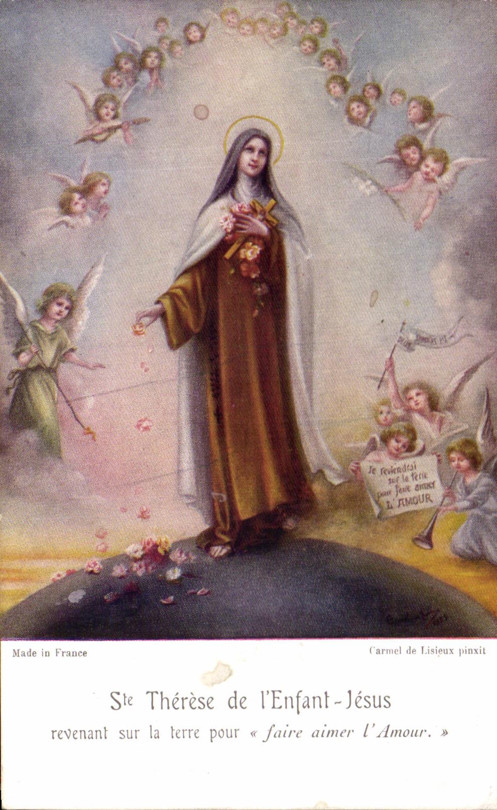 CPA Fantaisie Ste Therese de l'enfant Jesus Anges