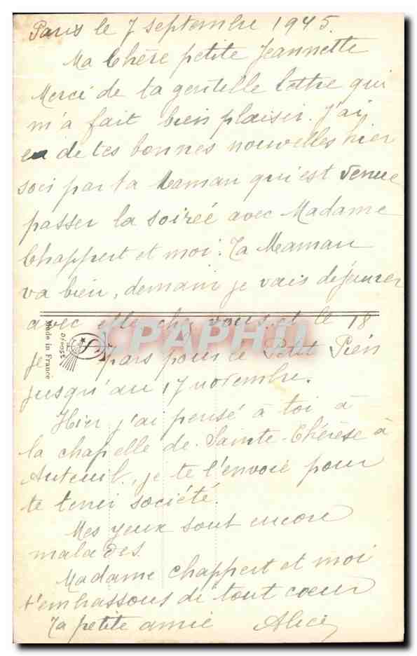 CPA Fantaisie Ste Therese de l'enfant Jesus Anges — Rückseite