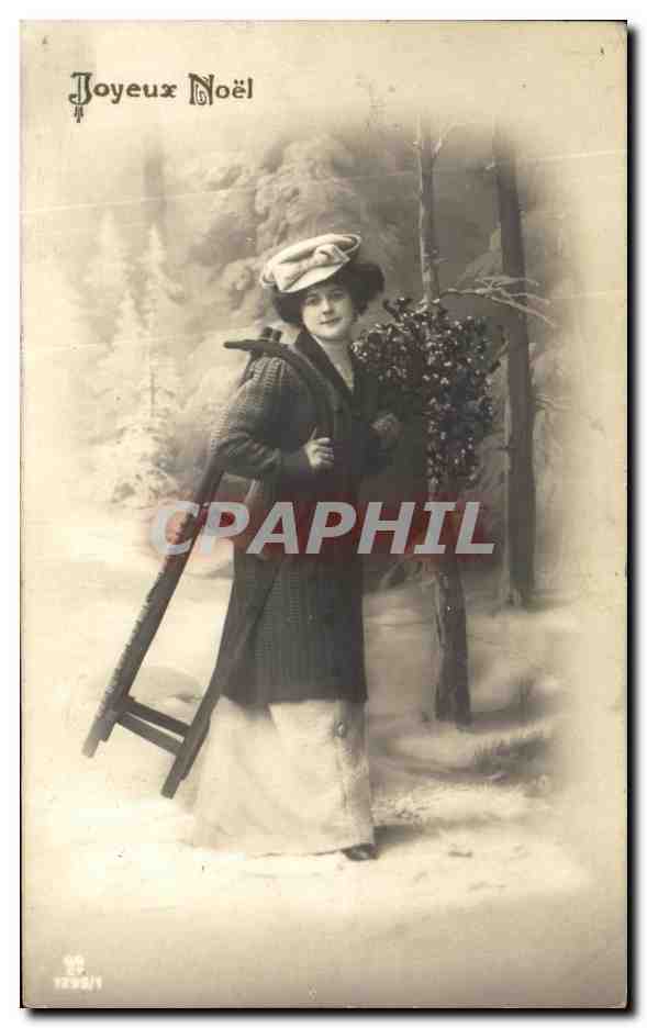 CPA Fantaisie Femme Noel Luge