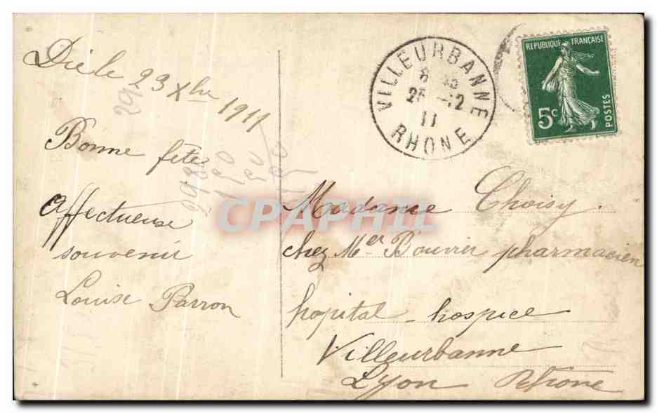 CPA Fantaisie Femme Noel Luge — Verso