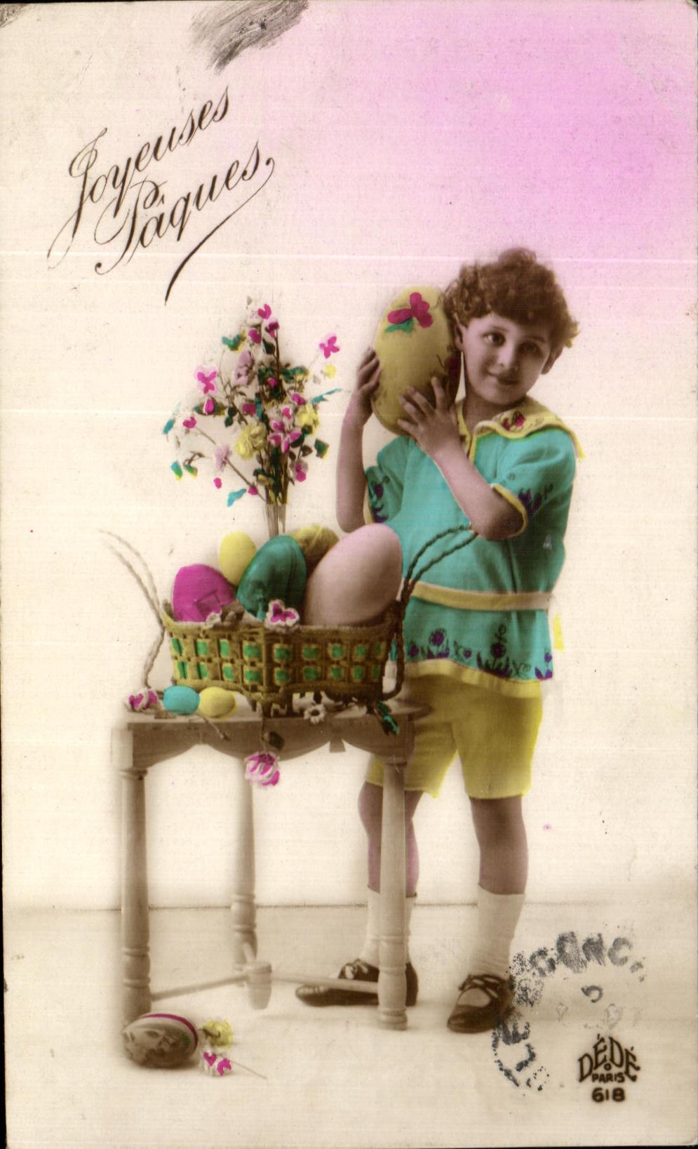 CPA Fantaisie Enfant oeufs Paques 