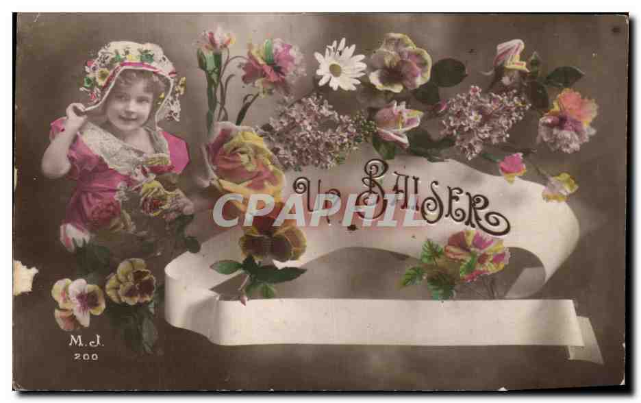CPA Fantaisie Fleurs Enfant 