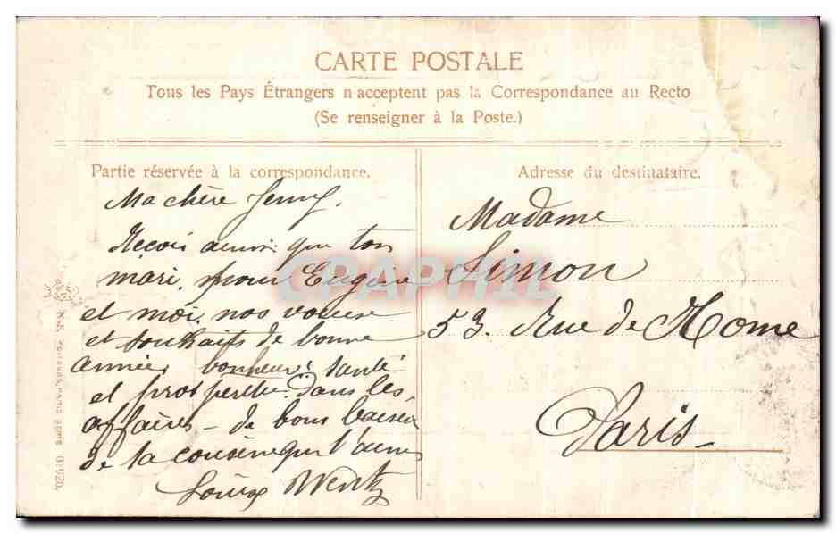 CPA Fantaisie Fleurs Chateau Cloche  — Rückseite