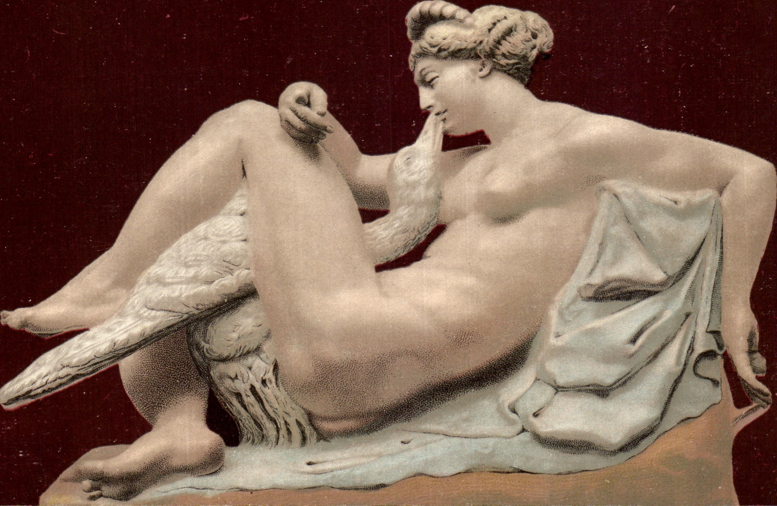 CPA Fantaisie Michelangelo Buuonarroti Leda mit dem Schwan Cygne 