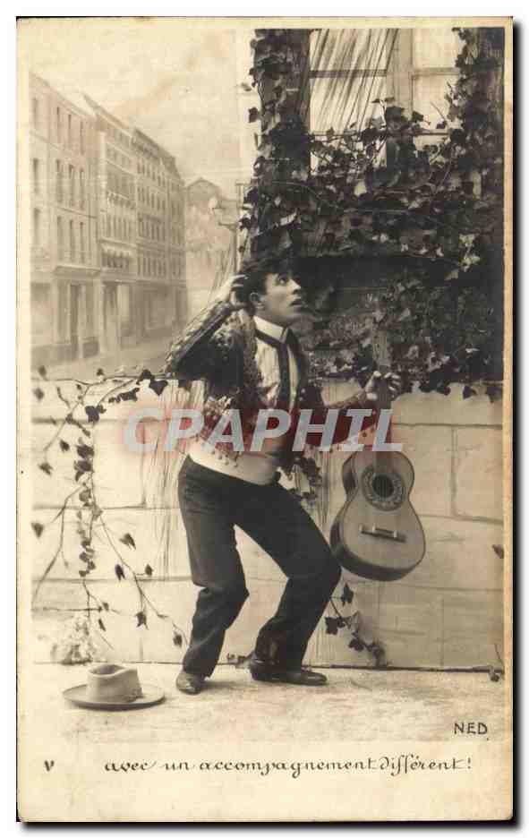 CPA Fantaisie Homme Serenade