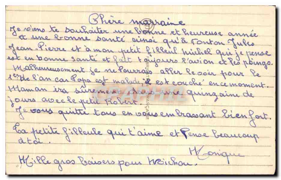 CPA Fantaisie Voeux Biches — Verso