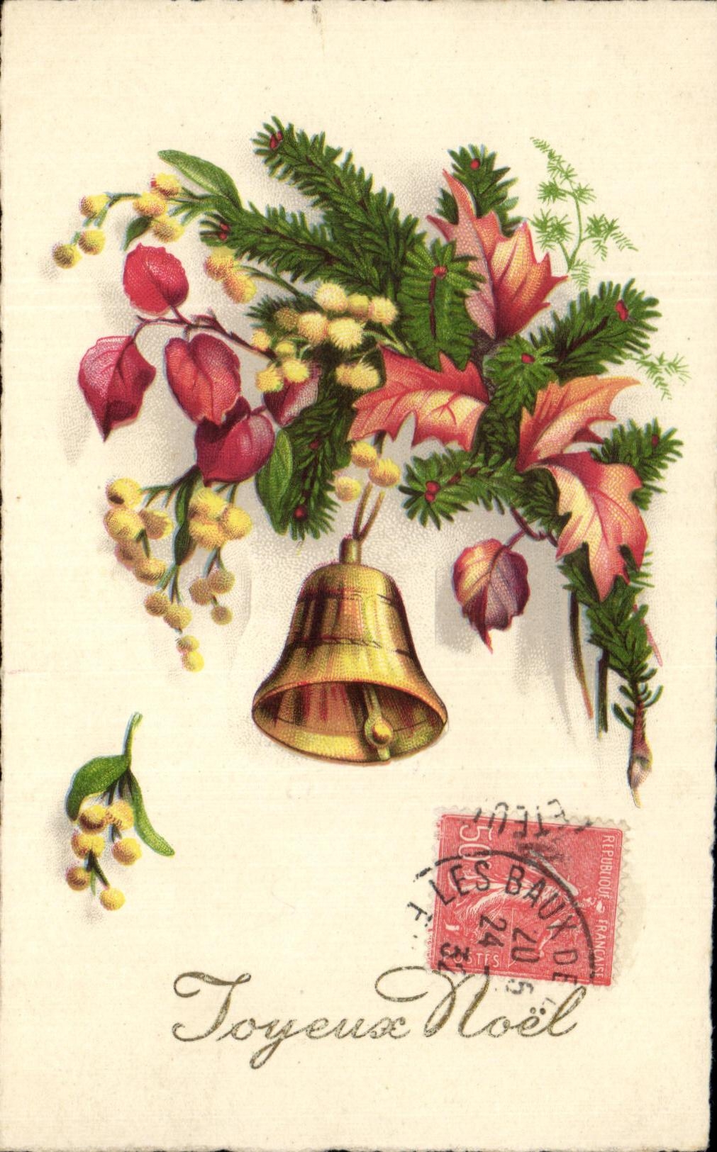 CPA Fantaisie Fleurs Noel