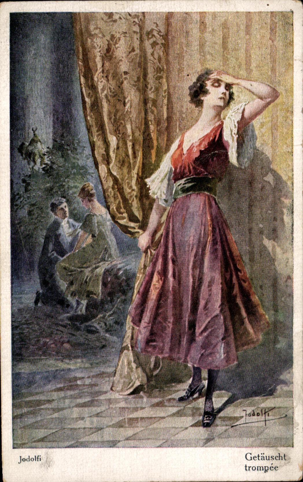 CPA Fantaisie Femme Trompee Galerie Muncher Meister
