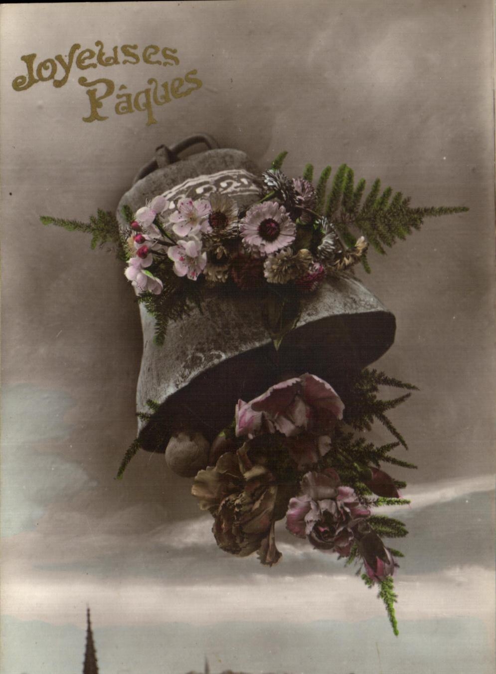 CPA Fantaisie Paques Cloche 