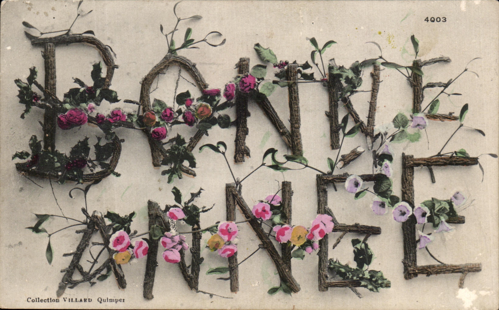 CPA Fantaisie Fleurs Bonne annee