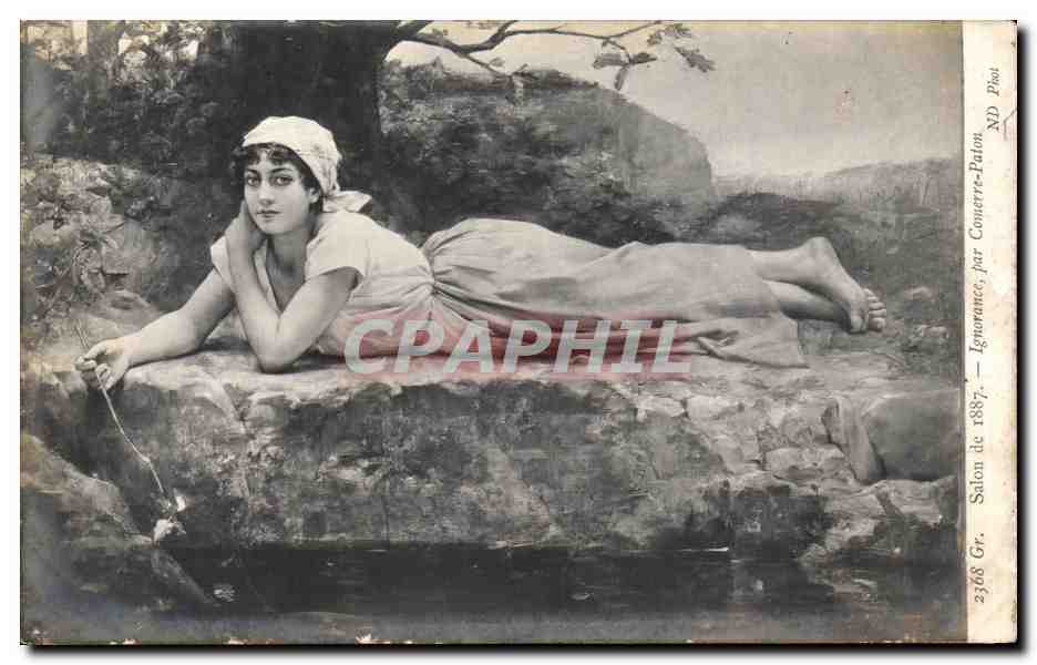 CPA Fantaisie Femme Salon de 1887 Ignorance Connerre Paton 