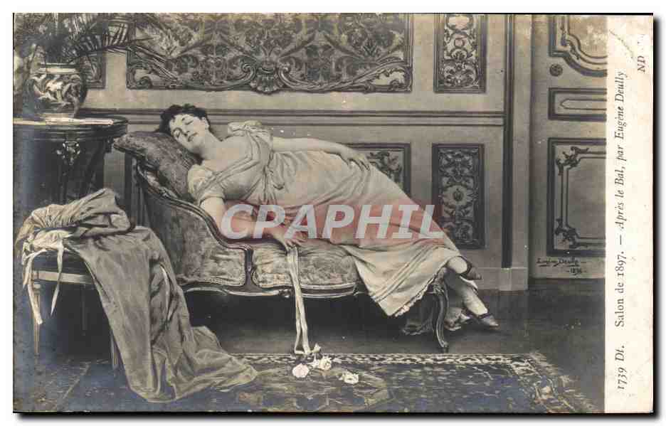 CPA Fantaisie Femme Salon de 1897 Apres le bal Eugene Deully 