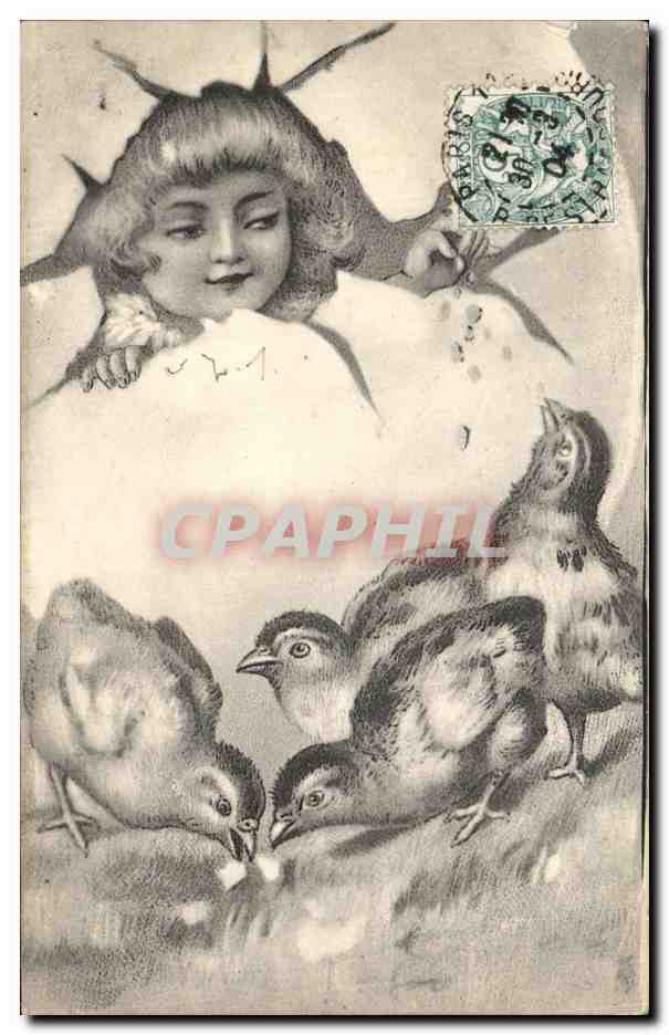 CPA Fantaisie Enfant Poussins 