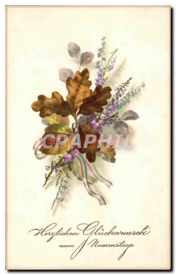 CPA Fantaisie Fleurs Feuillets de chene