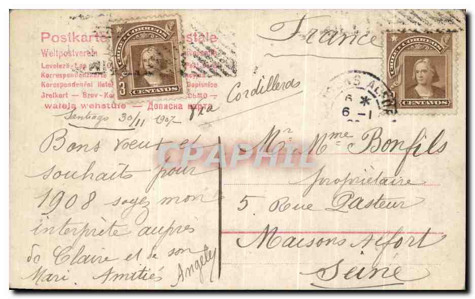 CPA Fantaisie Femme Coiffe Folklore Bateau Bretagne  — Verso