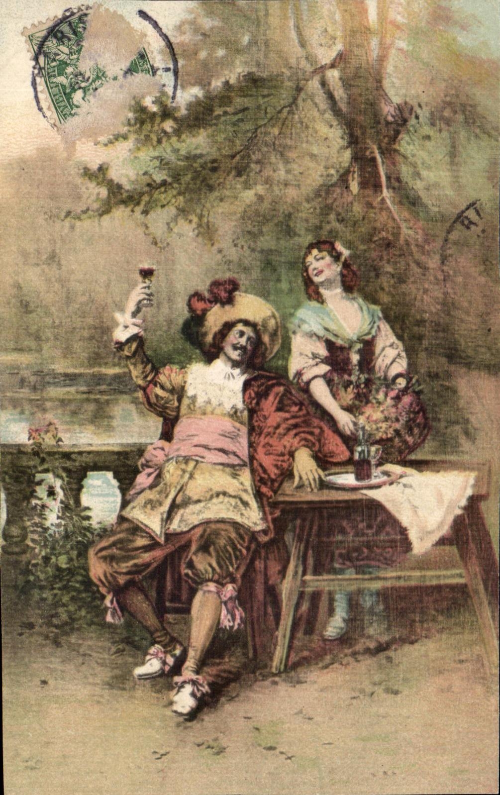 CPA Fantaisie Femme Mousquetaire 