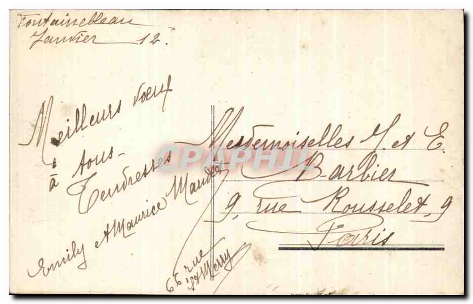 Jeune femme en robe ornée — Bonne Année — REF. BRUUN 503 — Verso