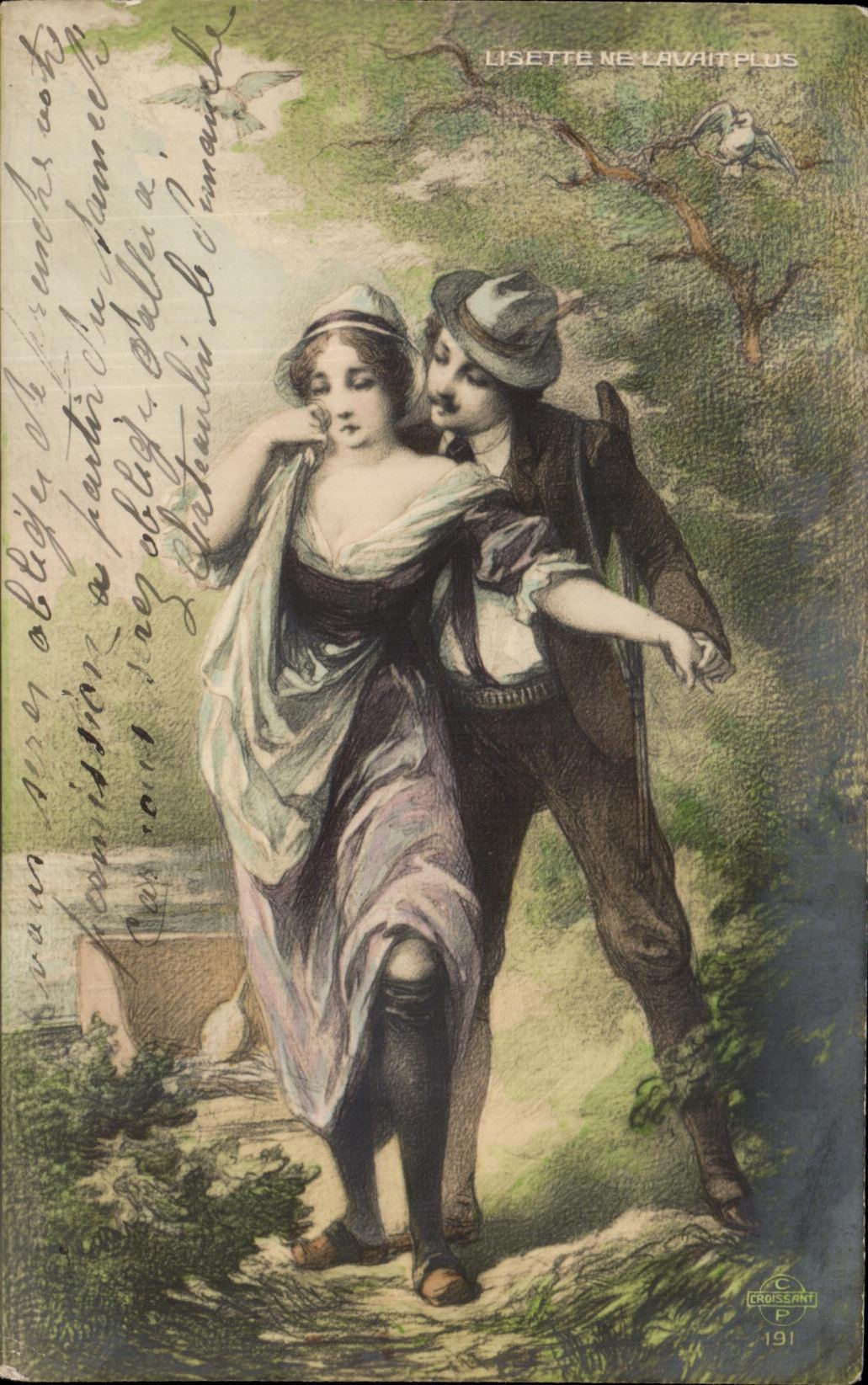 CPA Fantaisie Femme Lisette ne l'avait plus Chasse Chasseur 