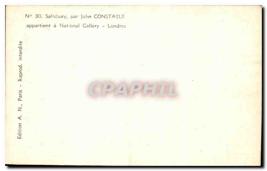 CPA Fantaisie Salisbury John Constable National Gallery Londres — Verso