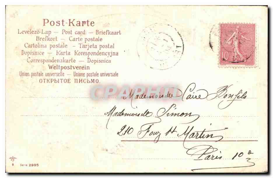 CPA Fantaisie Fleurs Fer a cheval — Verso