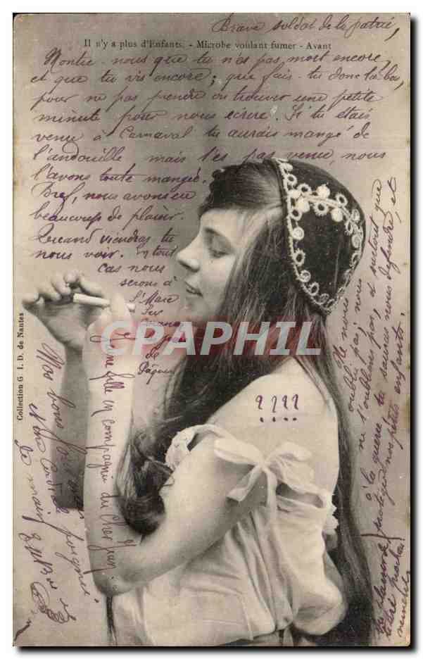 CPA Fantaisie Enfant Cigarette Tabac