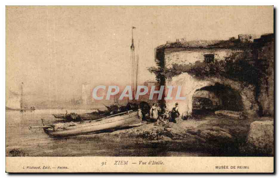CPA Ziem Vue d'Italie Musee de Reims Bateau
