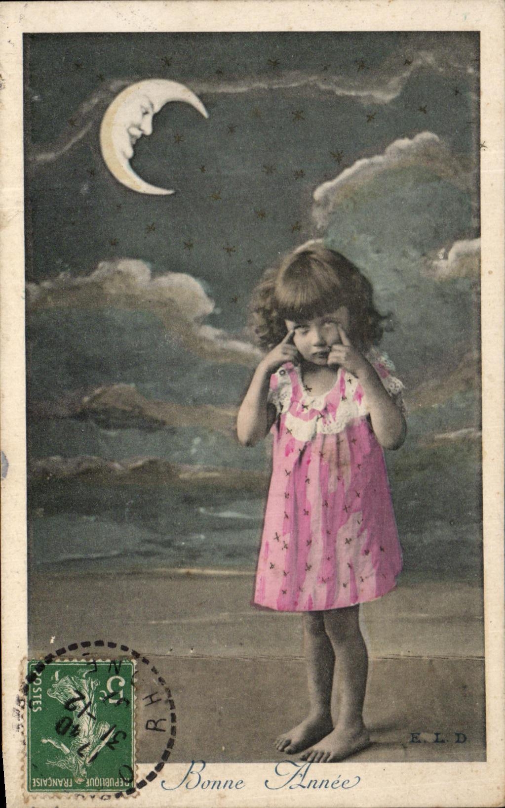 CPA Fantaisie Enfant Lune