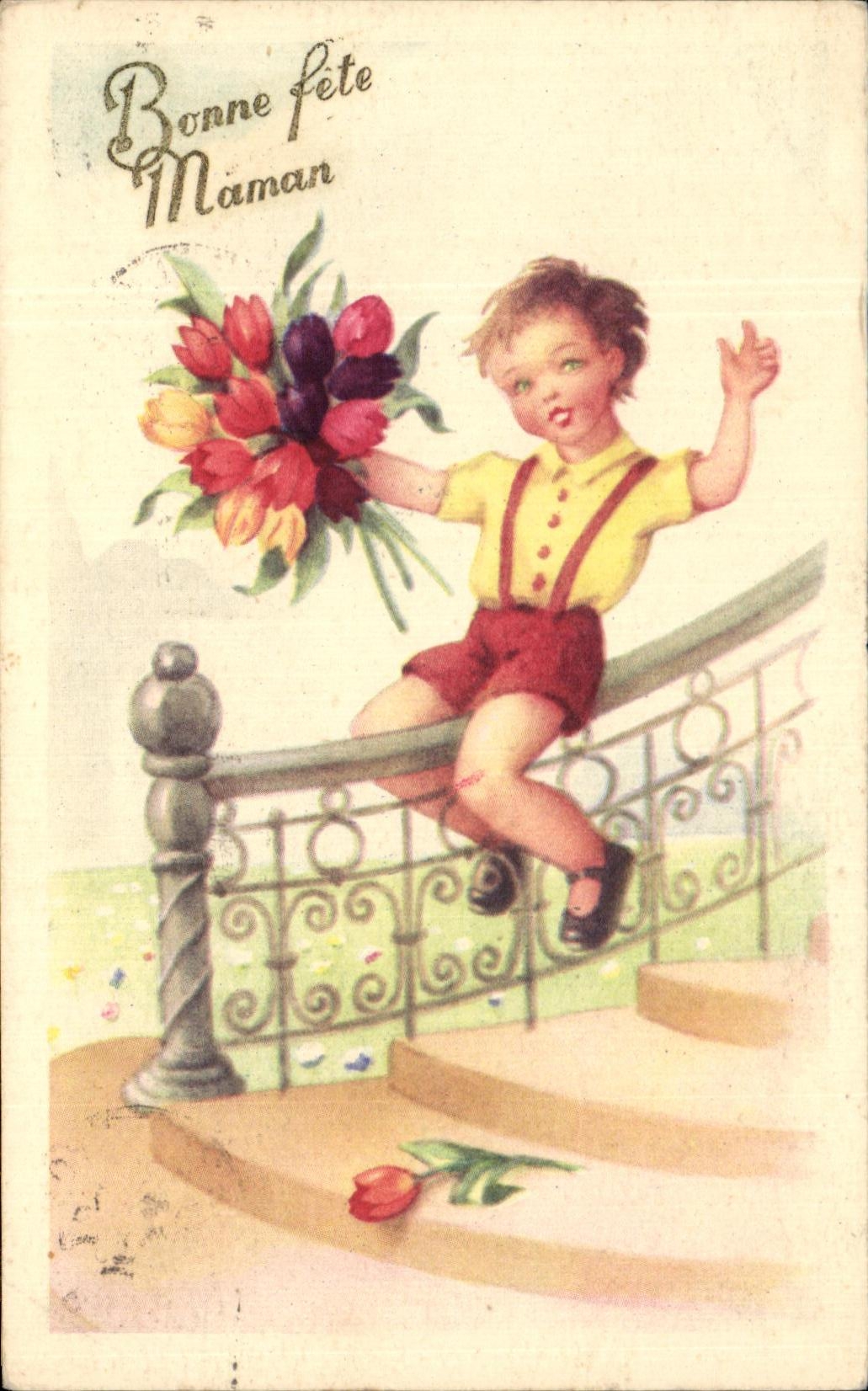 CPA Fantaisie Enfant Bonne fete maman