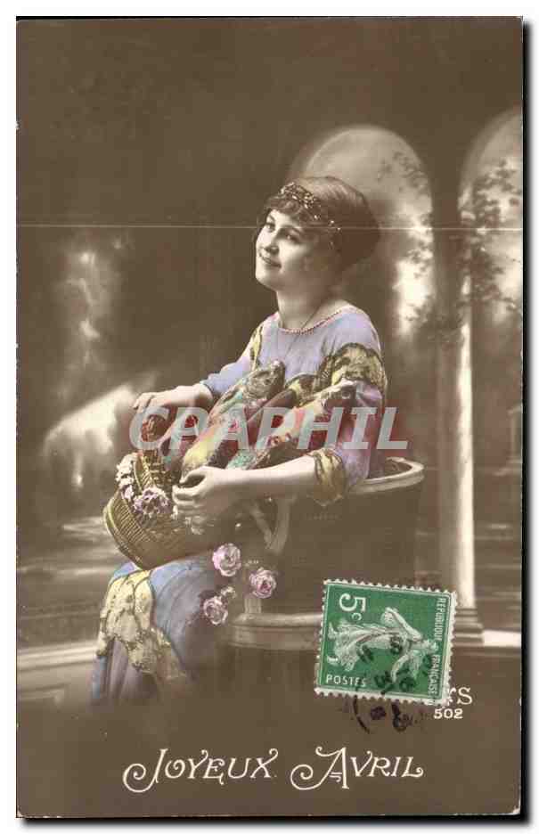 CPA Fantaisie Femme Poissons 1er avril