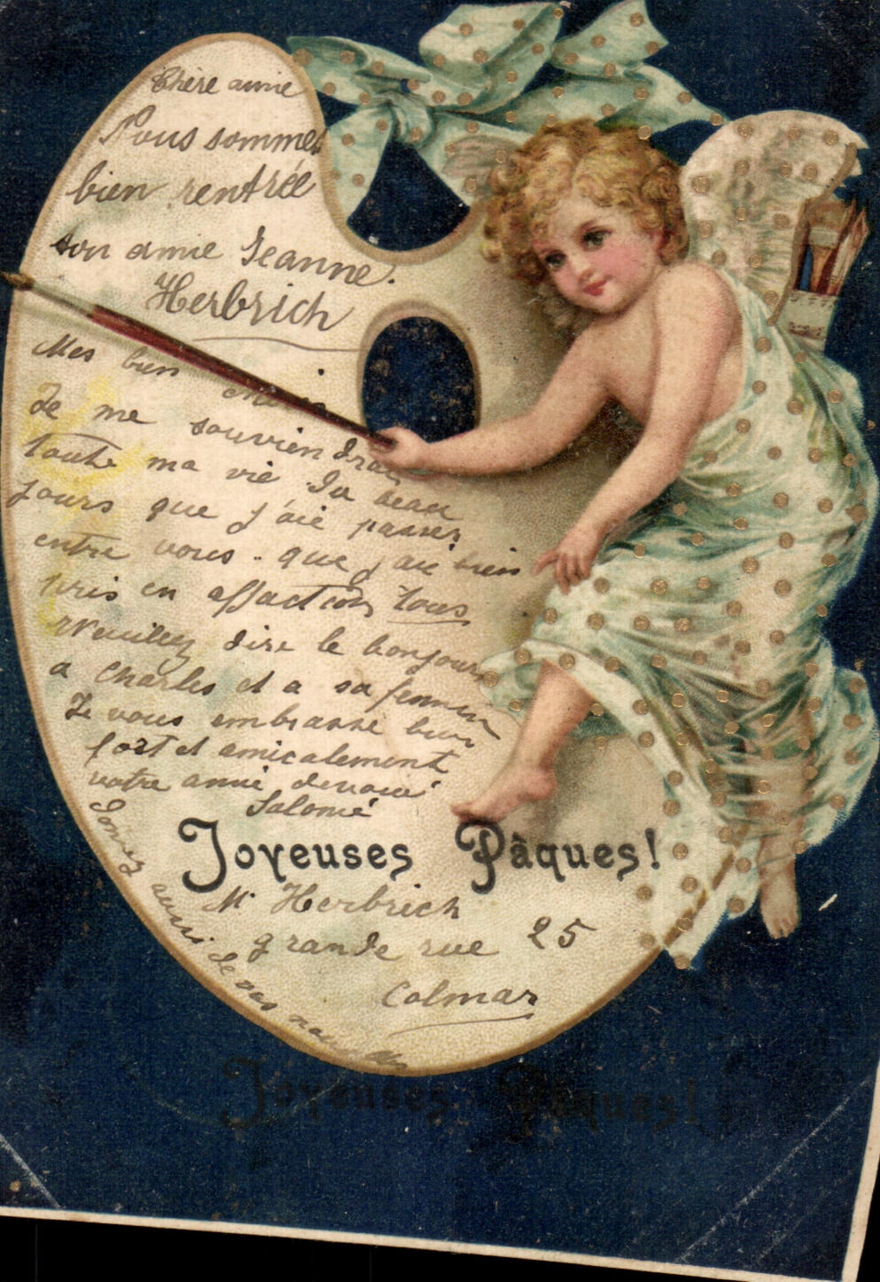 CPA Fantaisie Ange Paques 