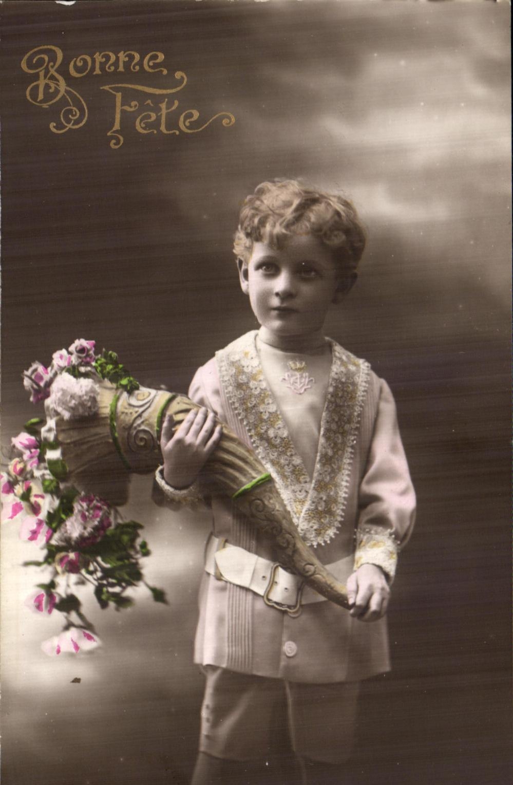 CPA Fantaisie Enfant Corne d'abondance 