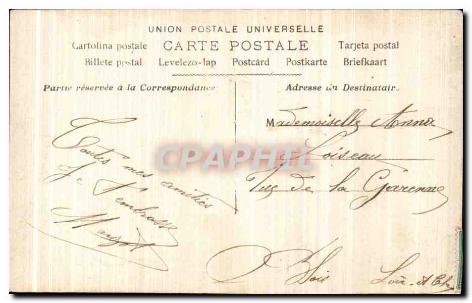 CPA Fantaisie Femme Corne d'abondance  — Rückseite