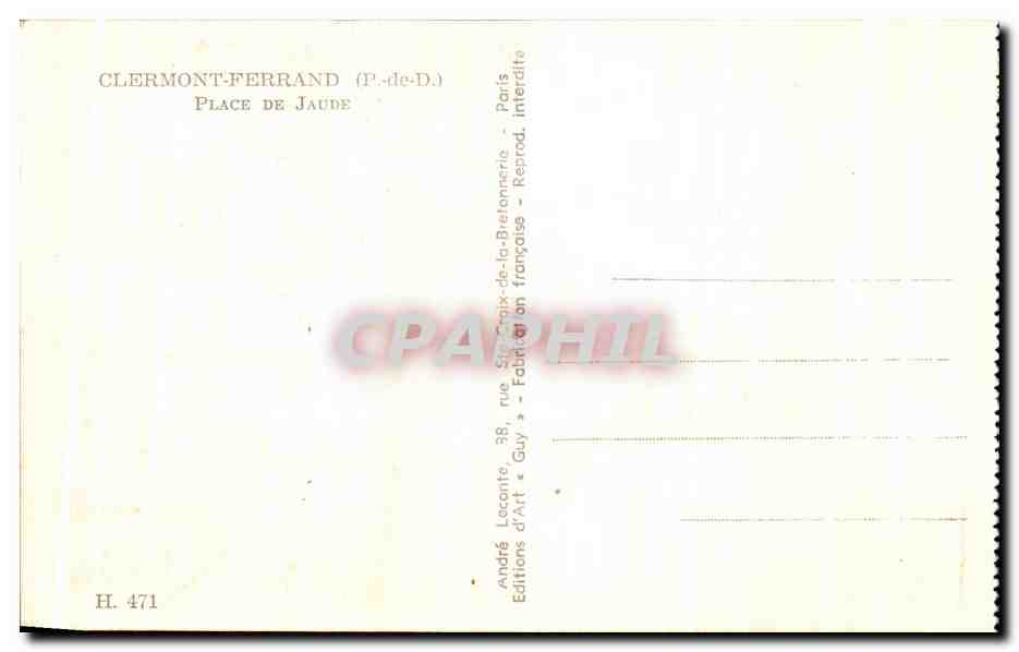 Clermont-Ferrand — Place de Jaude — André Leconte — Verso
