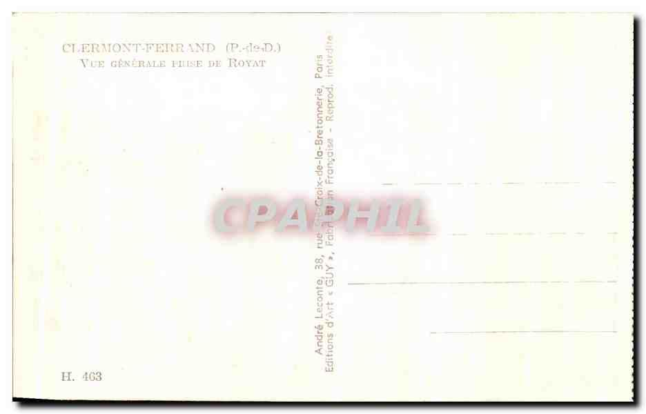 Clermont-Ferrand (P.-d.-D.) — Vue générale prise de Royat — Éditions GUY — Reverso